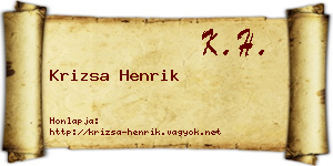 Krizsa Henrik névjegykártya
